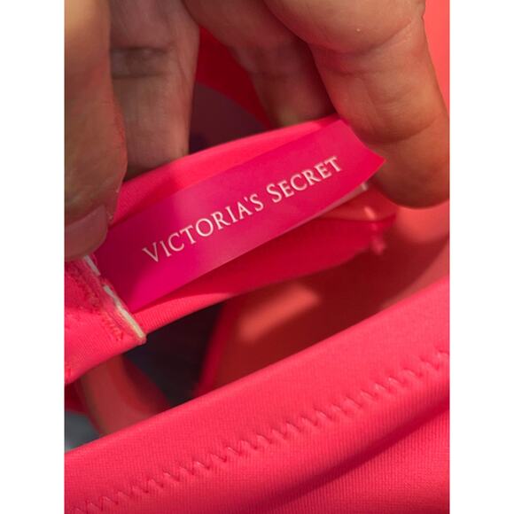 Victoria's Secret Bikini Halter Top Bright Pink Purple accents size 34C - Picture 4 of 7